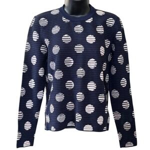 Kenzo‎ Paris Polka Dot Striped Sweater Sz L Navy Blue white Made in Italy